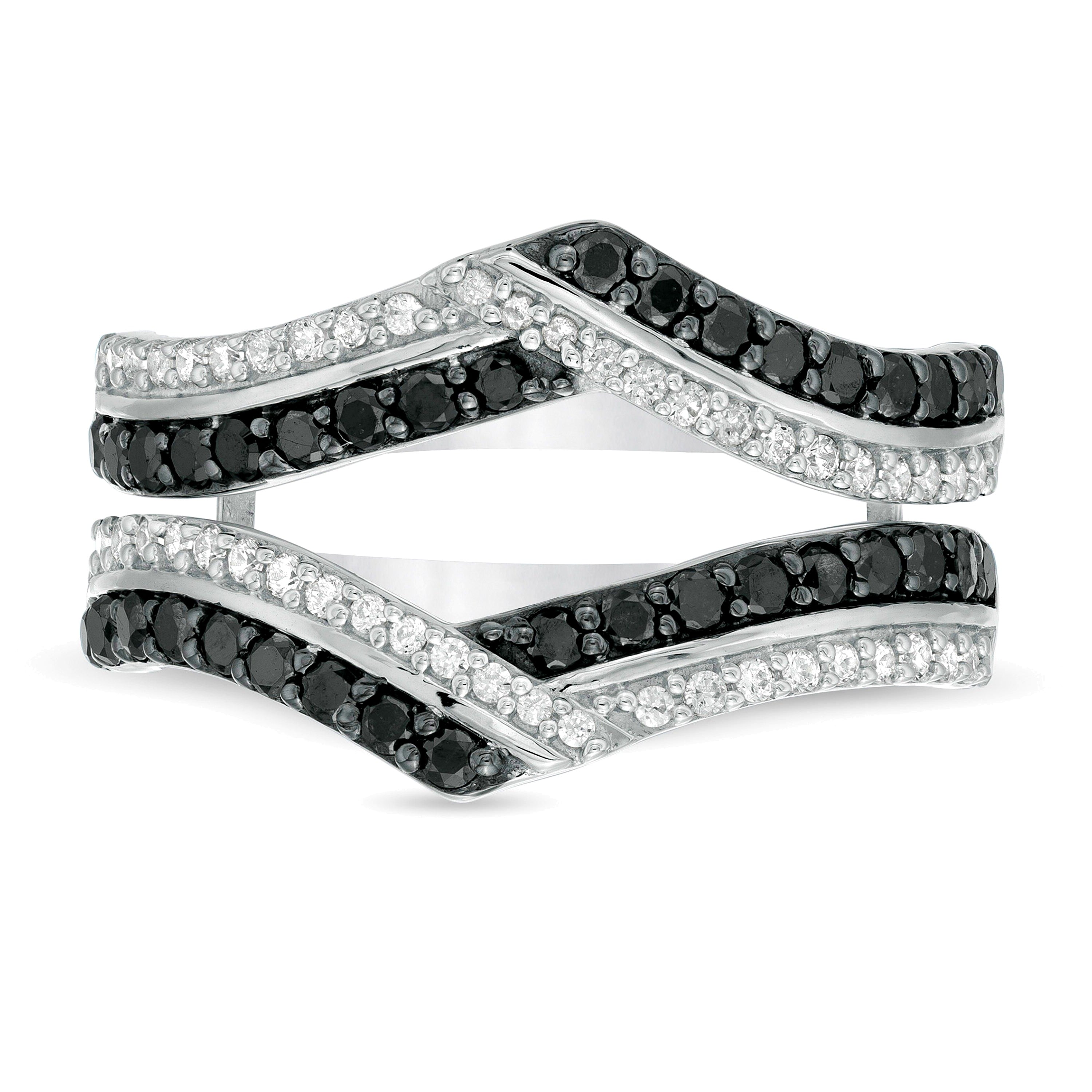 0.75 CT. TW Enhanced Black and White Diamond Chevron Solitaire Enhancer in 10K White Gold