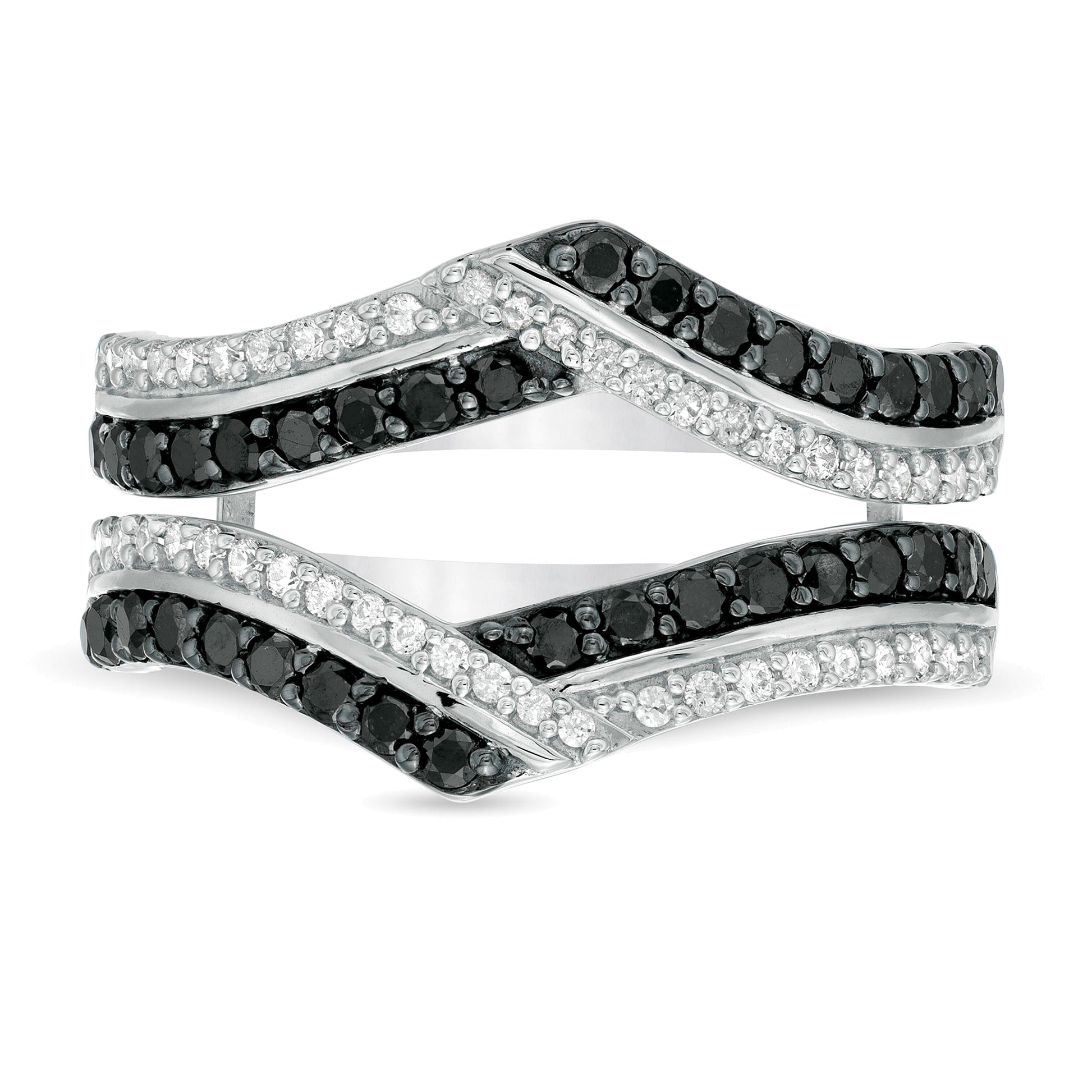 0.75 CT. TW Enhanced Black and White Diamond Chevron Solitaire Enhancer in 10K White Gold
