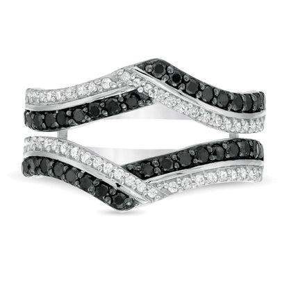 0.75 CT. TW Enhanced Black and White Diamond Chevron Solitaire Enhancer in 10K White Gold
