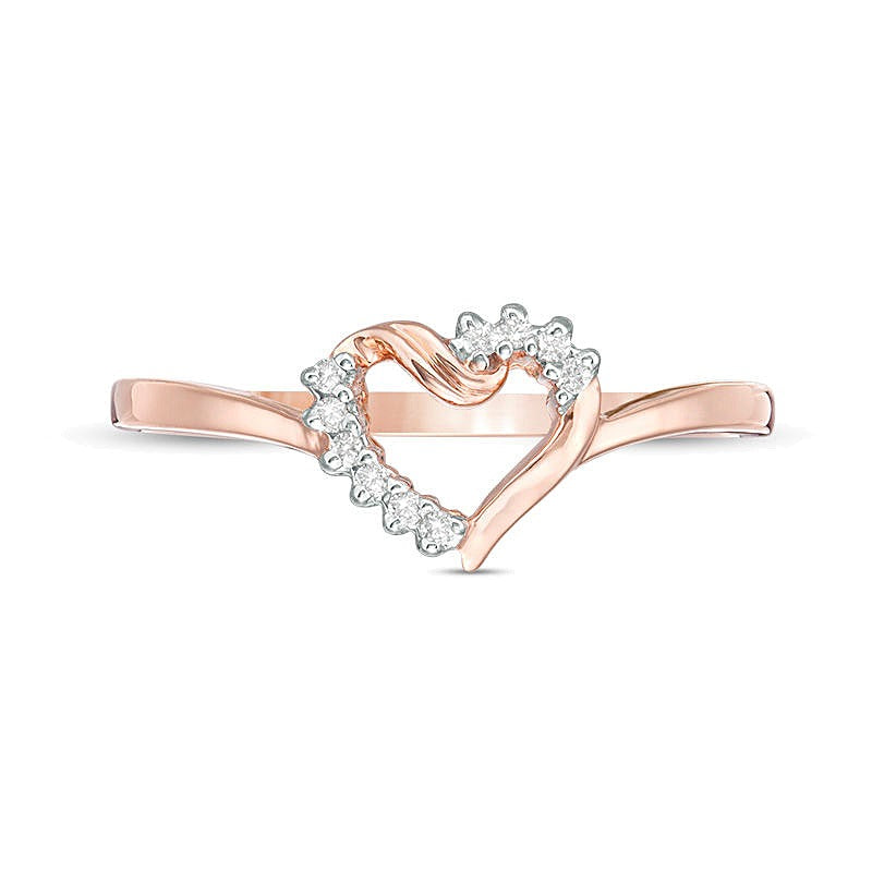 0.05 CT. TW Diamond Heart Ring in 10K Rose Gold