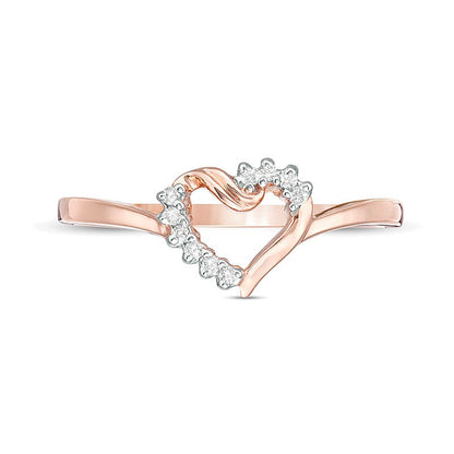 0.05 CT. TW Diamond Heart Ring in 10K Rose Gold