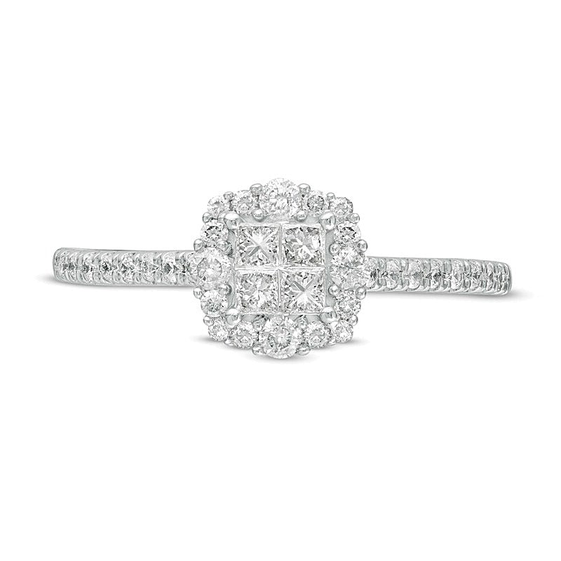 0.38 CT. TW Princess-Cut Quad Diamond Frame Engagement Ring in 10K White Gold