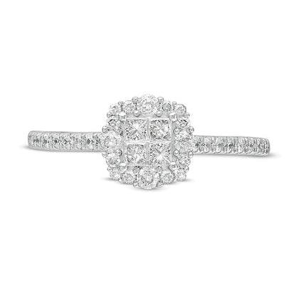 0.38 CT. TW Princess-Cut Quad Diamond Frame Engagement Ring in 10K White Gold