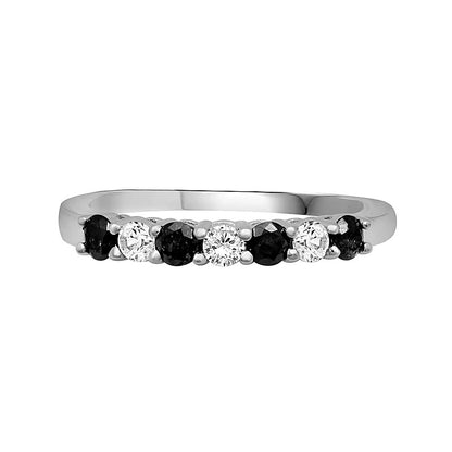 0.5 CT. TW Black and White Diamond Alternating Anniversary Band in Sterling Silver