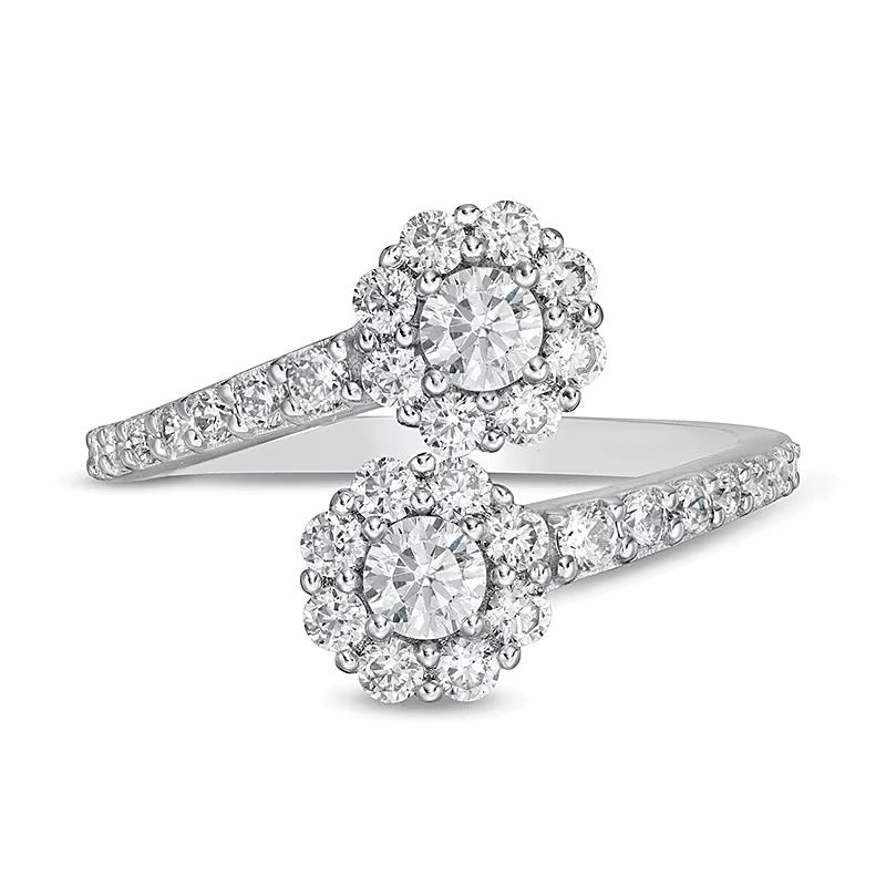 1.0 CT. TW Lab-Grown Diamond Bypass Ring in 14K White Gold (F/SI2)
