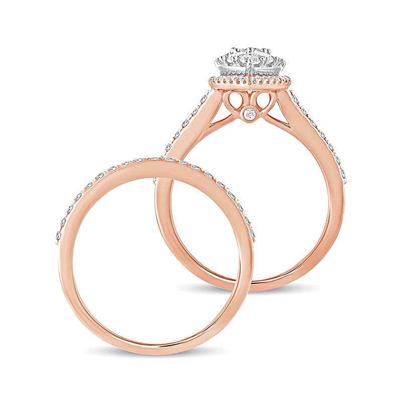 1.0 CT. TW Composite Marquise Diamond Bridal Set in 10K Rose Gold