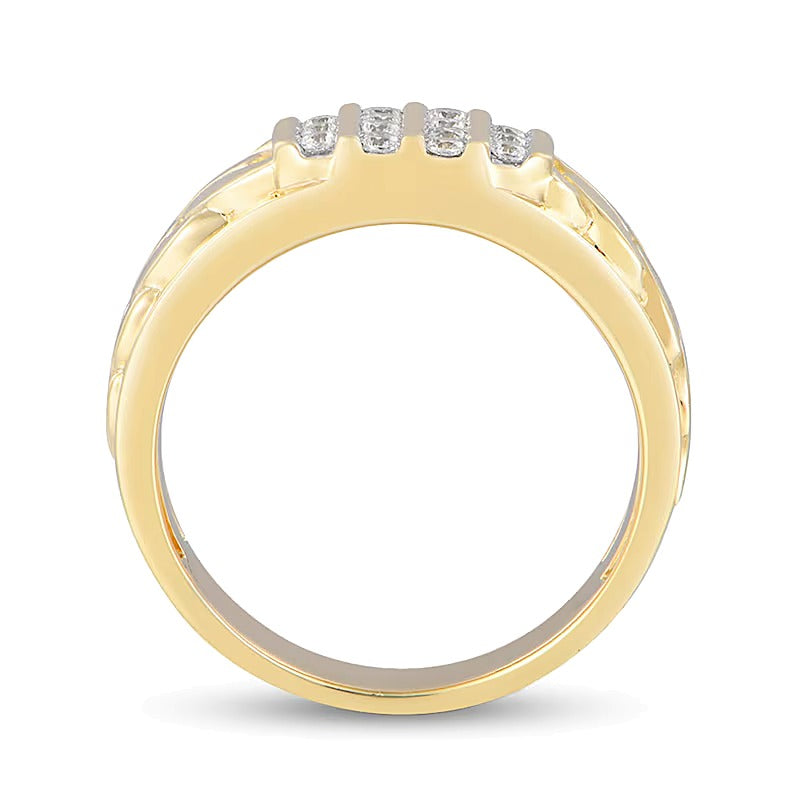 0.33 CT. TW Diamond Multi-Row Column Comfort-Fit Ring in 10K Gold