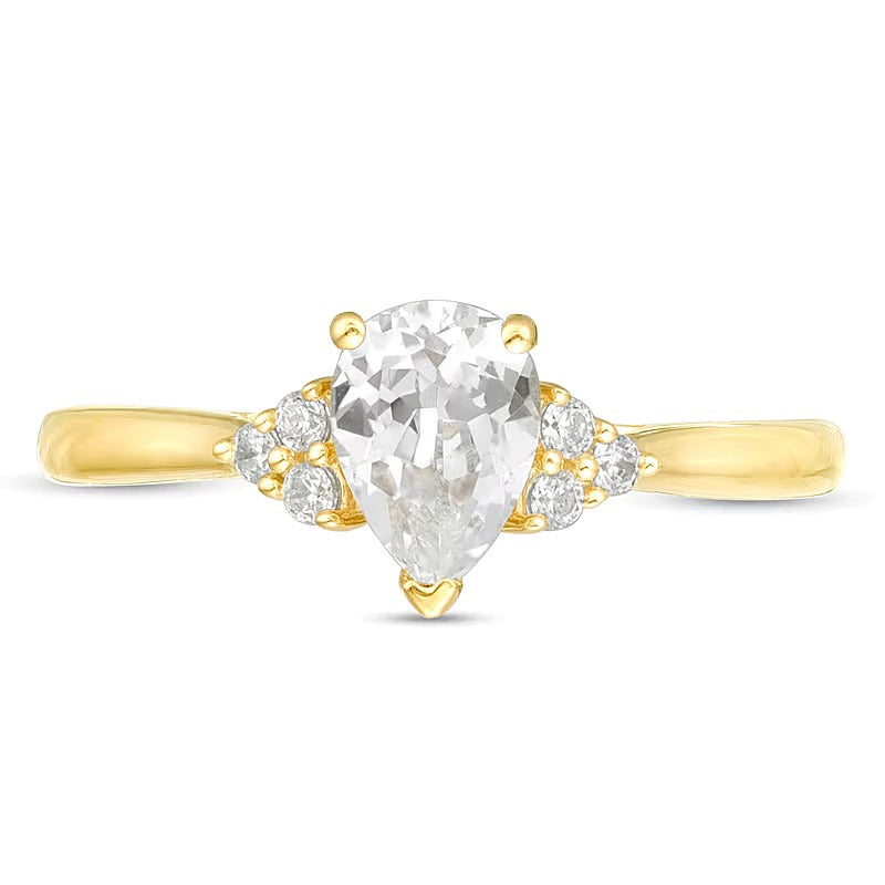 0.63 CT. TW Pear-Shaped Diamond Tri-Sides Engagement Ring in 14K Gold