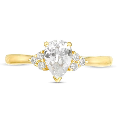 0.63 CT. TW Pear-Shaped Diamond Tri-Sides Engagement Ring in 14K Gold
