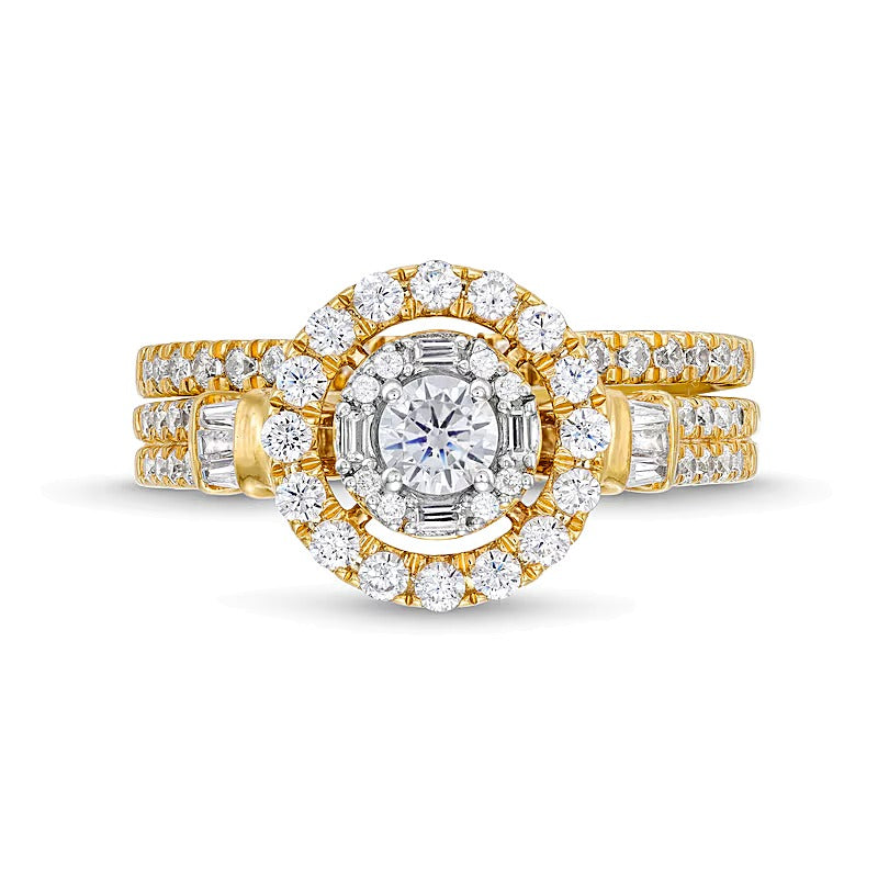 1.0 CT. TW Diamond Double Row Bridal Set in 10K Gold