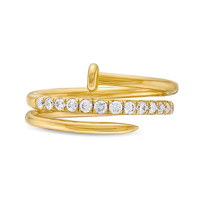0.33 CT. TW Diamond Spiral Nail Ring in 10K Gold