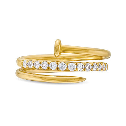 0.33 CT. TW Diamond Spiral Nail Ring in 10K Gold