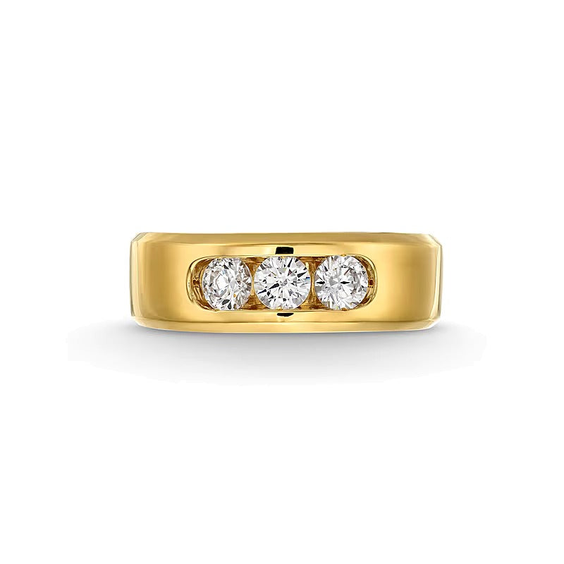1.0 CT. TW Lab-Grown Diamond Three Stone Band in 10K Gold (I/SI2)