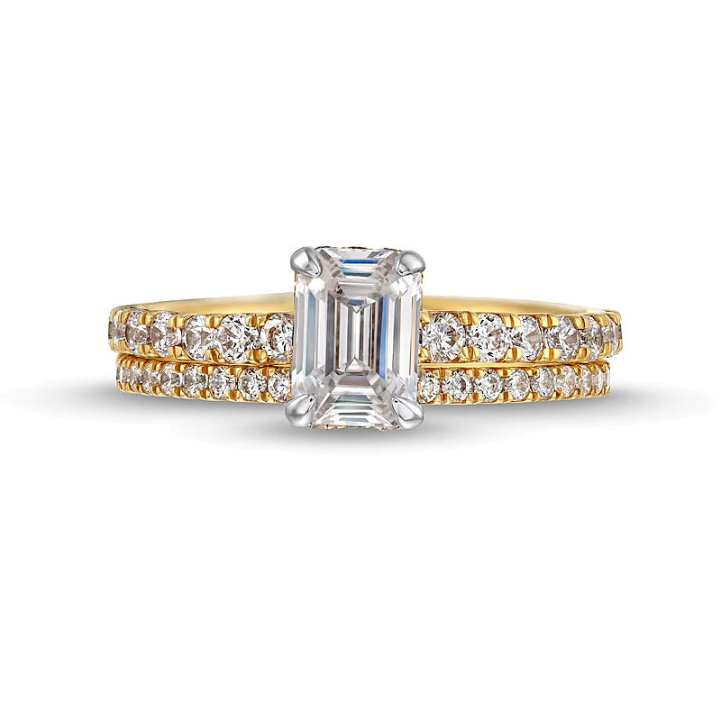 1.75 CT. TW Emerald Lab-Grown Diamond Bridal Set in 14K Gold (F/SI2)