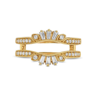 0.33 CT. TW Baguette and Round Diamond Vintage-Style Solitaire Ring Enhancer in 14K Gold