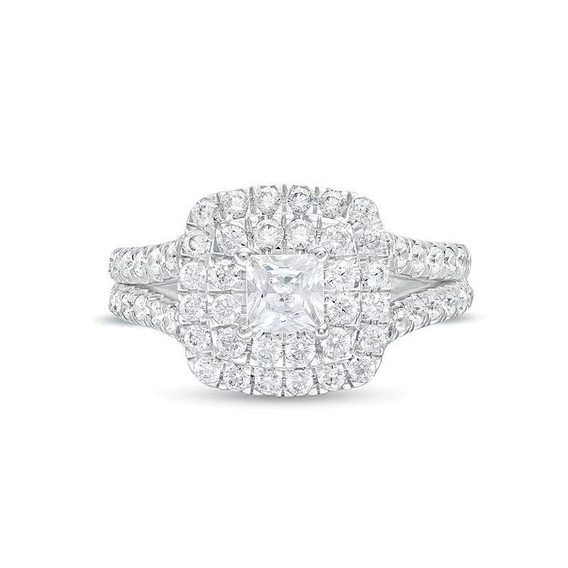 2.0 CT. TW Princess-Cut Lab-Grown Diamond Double Frame Engagement Ring in 14K White Gold (F/VS2)