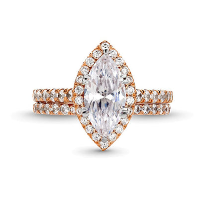 2.25 CT. TW Marquise-Cut Lab-Grown Diamond Frame Bridal Set in 14K Rose Gold (I/SI2)