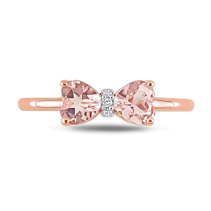 5.0mm Heart-Shaped Morganite and Diamond Accent Bow Ring in 10K Rose Gold
