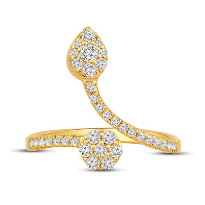 0.5 CT. TW Pear and Round Multi-Diamond Open Shank Ring in 10K Gold