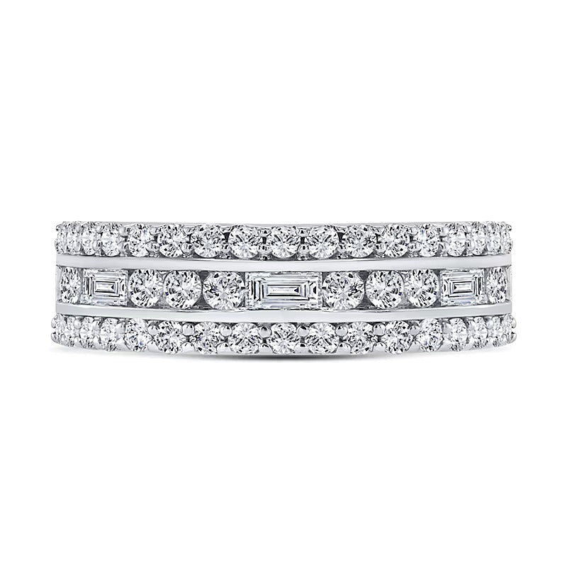 1.0 CT. TW Baguette Diamond Edge Triple Row Band in 10K White Gold