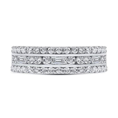 1.0 CT. TW Baguette Diamond Edge Triple Row Band in 10K White Gold