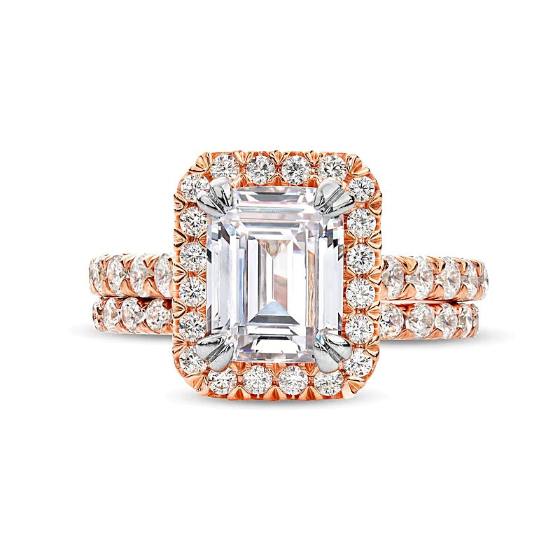 4.5 CT. TW Emerald-Cut Lab-Grown Diamond Frame Bridal Set in 14K Rose Gold (I/SI2)