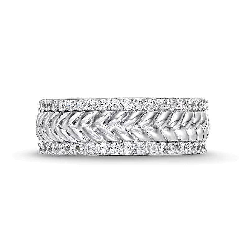 0.33 CT. TW Diamond Edge Herringbone Band in 10K White Gold