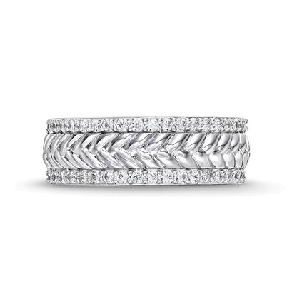 0.33 CT. TW Diamond Edge Herringbone Band in 10K White Gold