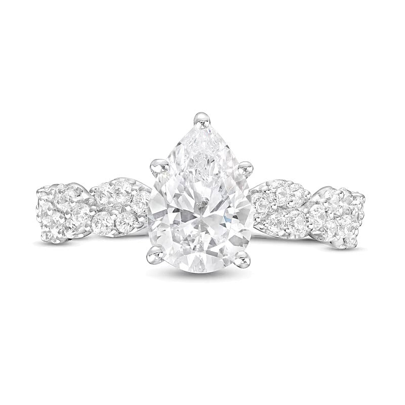 2.0 CT. TW Pear-Shaped Lab-Grown Diamond Twist Shank Engagement Ring in 14K White Gold (F/VS2)