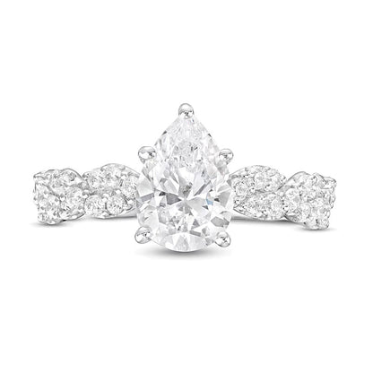 2.0 CT. TW Pear-Shaped Lab-Grown Diamond Twist Shank Engagement Ring in 14K White Gold (F/VS2)