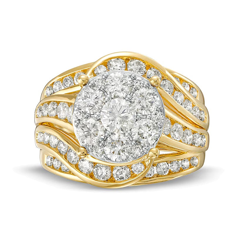 3.0 CT. TW Multi-Diamond Bypass Crossover Engagement Ring in 14K Gold (I/I2)