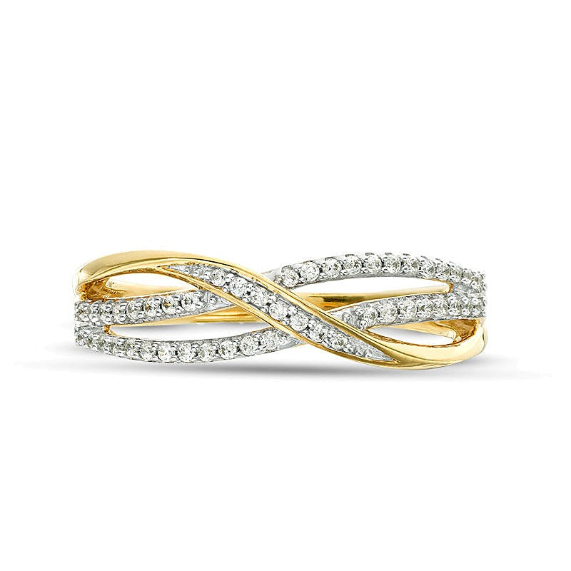 0.17 CT. TW Diamond Layered Crossover Anniversary Band in 10K Gold