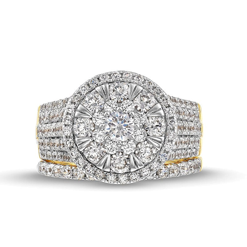 2.0 CT. TW Multi Diamond Pear Frame Bridal Set in 10K White Gold
