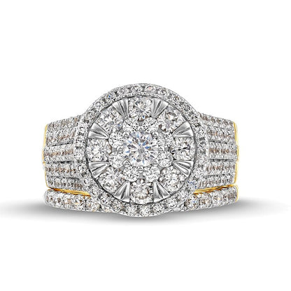 2.0 CT. TW Multi Diamond Pear Frame Bridal Set in 10K White Gold