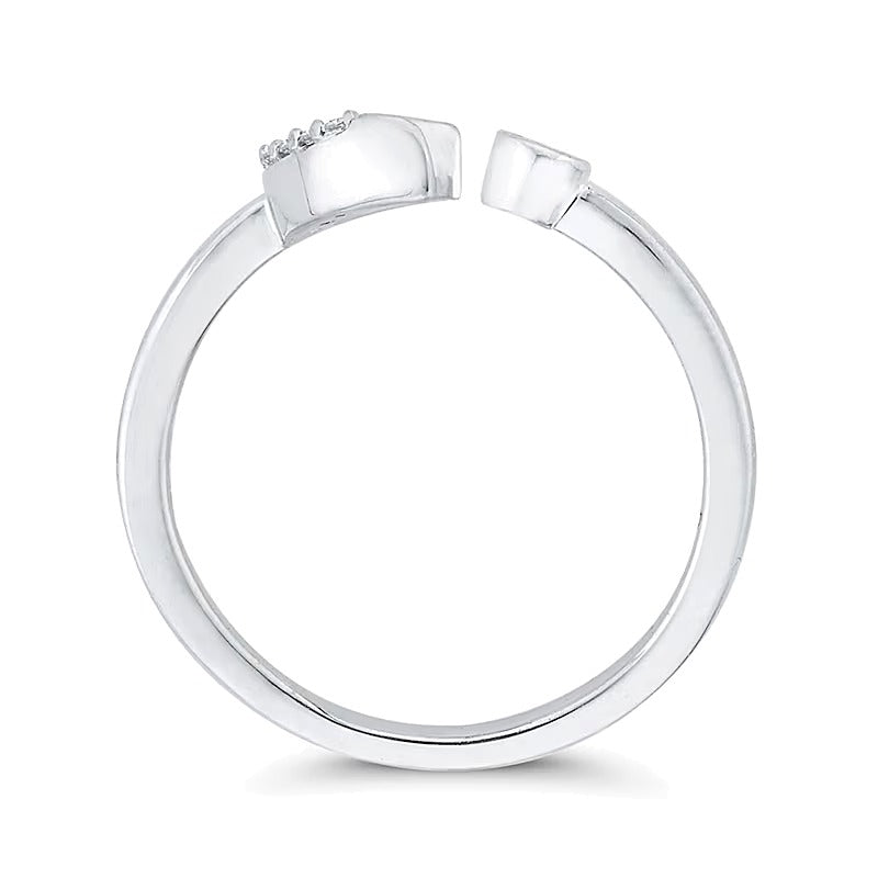 0.1 CT. TW Diamond Crescent Moon Open Ring in 10K White Gold