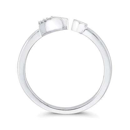 0.1 CT. TW Diamond Crescent Moon Open Ring in 10K White Gold