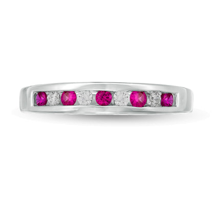 Ruby and 0.13 CT. TW Diamond Channel-Set Alternating Band in 14K White Gold