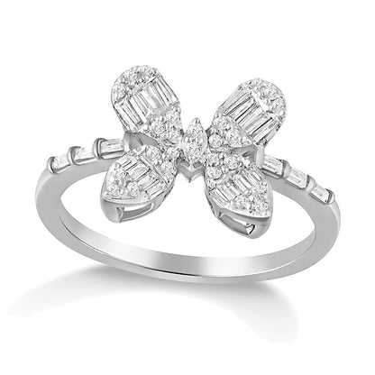 0.5 CT. TW Multi-Diamond Butterfly Ring in 10K White Gold