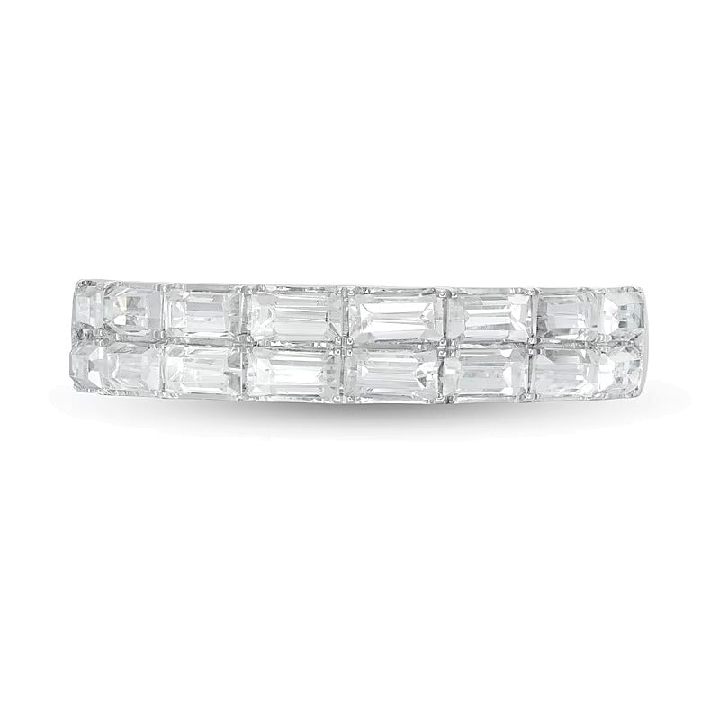 1.0 CT. TW Baguette Diamond Double Row Anniversary Band in 14K White Gold