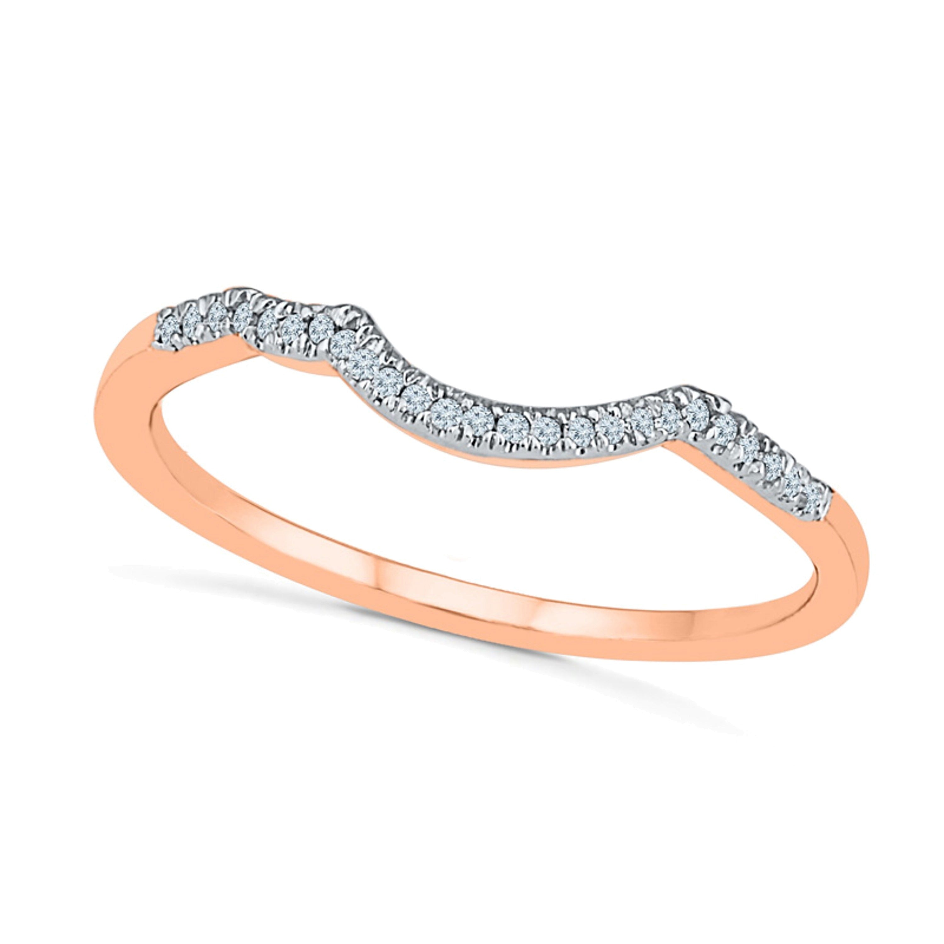 Lab-Created White Sapphire and 0.1 CT. TW Diamond Twist Bridal Set in 10K Rose Gold