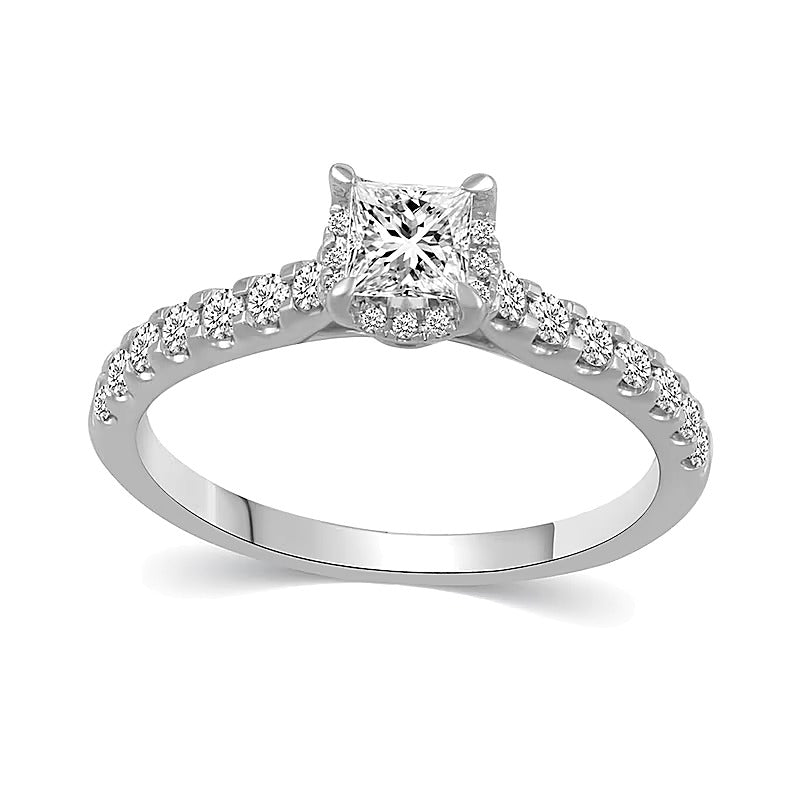1.0 CT. TW Princess-Cut Diamond Hidden Frame Bridal Set in 14K White Gold (I/I2)