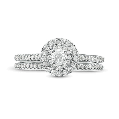 0.5 CT. TW Diamond Double Frame Bridal Set in 14K White Gold