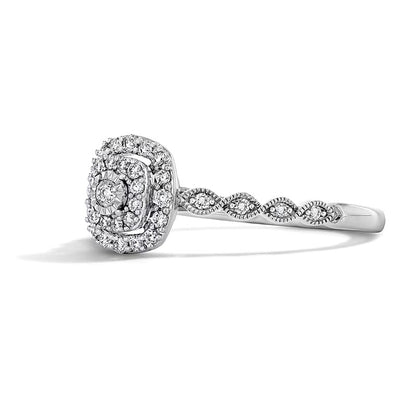 0.25 CT. TW Diamond Double Cushion Frame Promise Ring in 10K White Gold