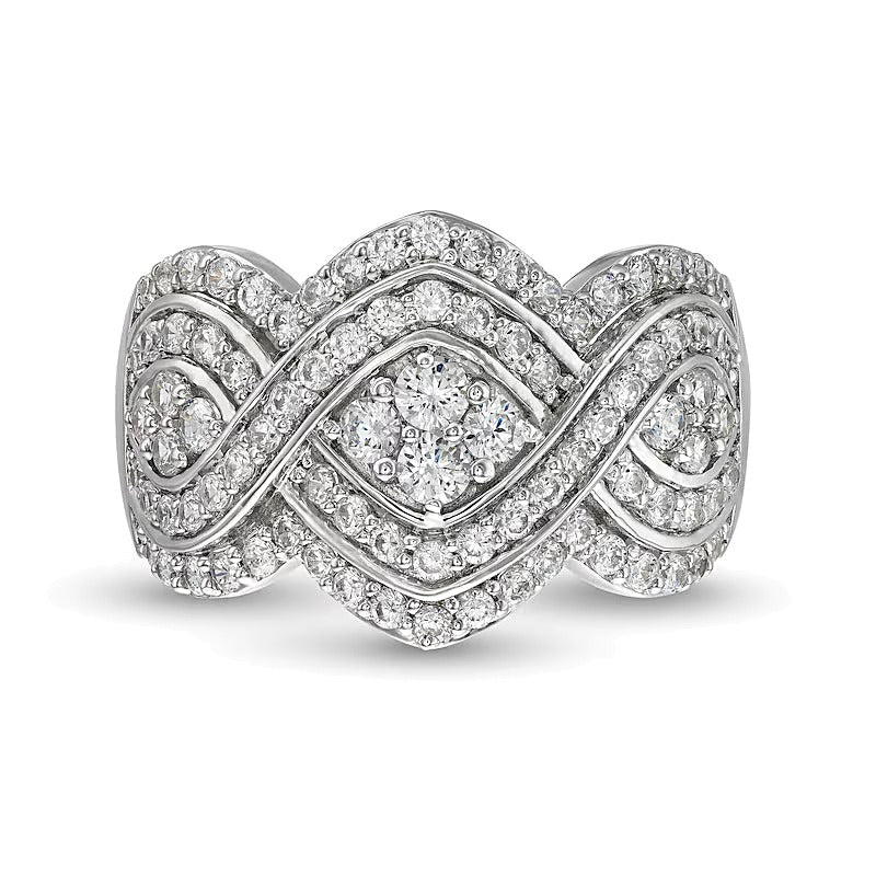 1.0 CT. TW Quad Diamond Edge Infinity Braid Ring in 10K White Gold
