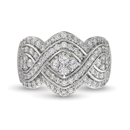 1.0 CT. TW Quad Diamond Edge Infinity Braid Ring in 10K White Gold