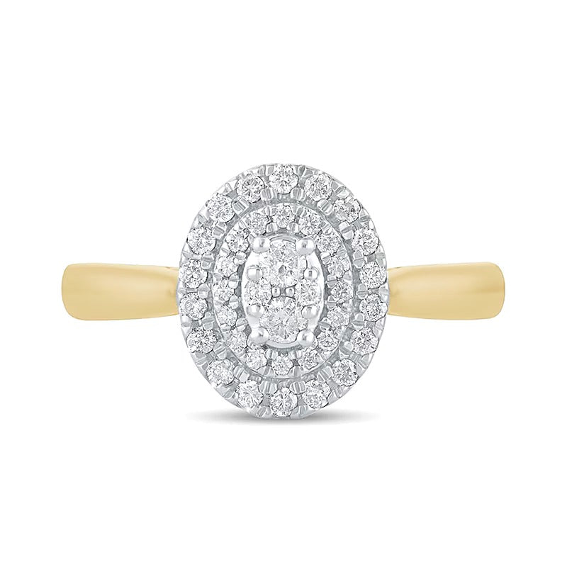 0.33 CT. TW Composite Oval Diamond Double Frame Engagement Ring in 10K Gold