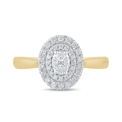 0.33 CT. TW Composite Oval Diamond Double Frame Engagement Ring in 10K Gold