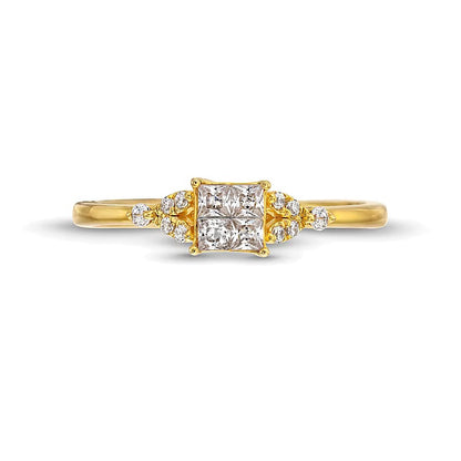 0.33 CT. TW Quad Princess-Cut Diamond Leaf-Sides Engagement Ring in 10K Gold