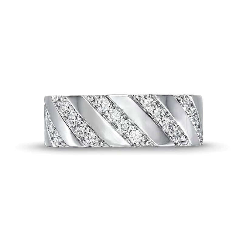 0.5 CT. TW Diamond Slant Row Band in 10K White Gold