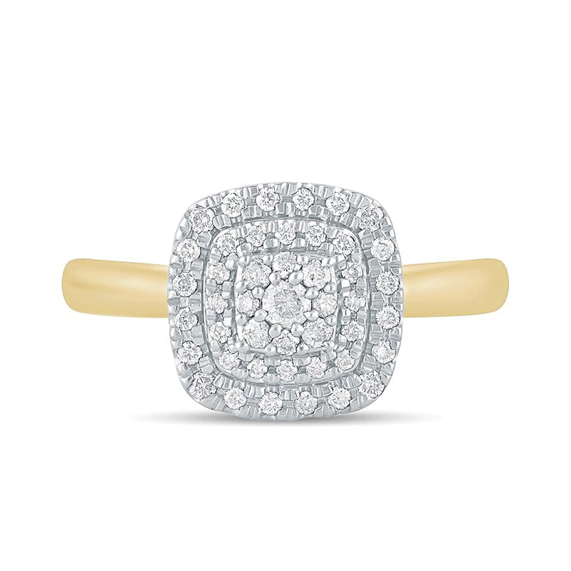 0.33 CT. TW Composite Cushion-Shaped Diamond Double Frame Engagement Ring in 10K Gold
